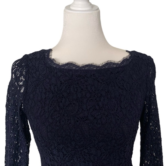 Adrianna Papell Navy Lace Sheath Dress | Size 4 - Picture 6 of 14